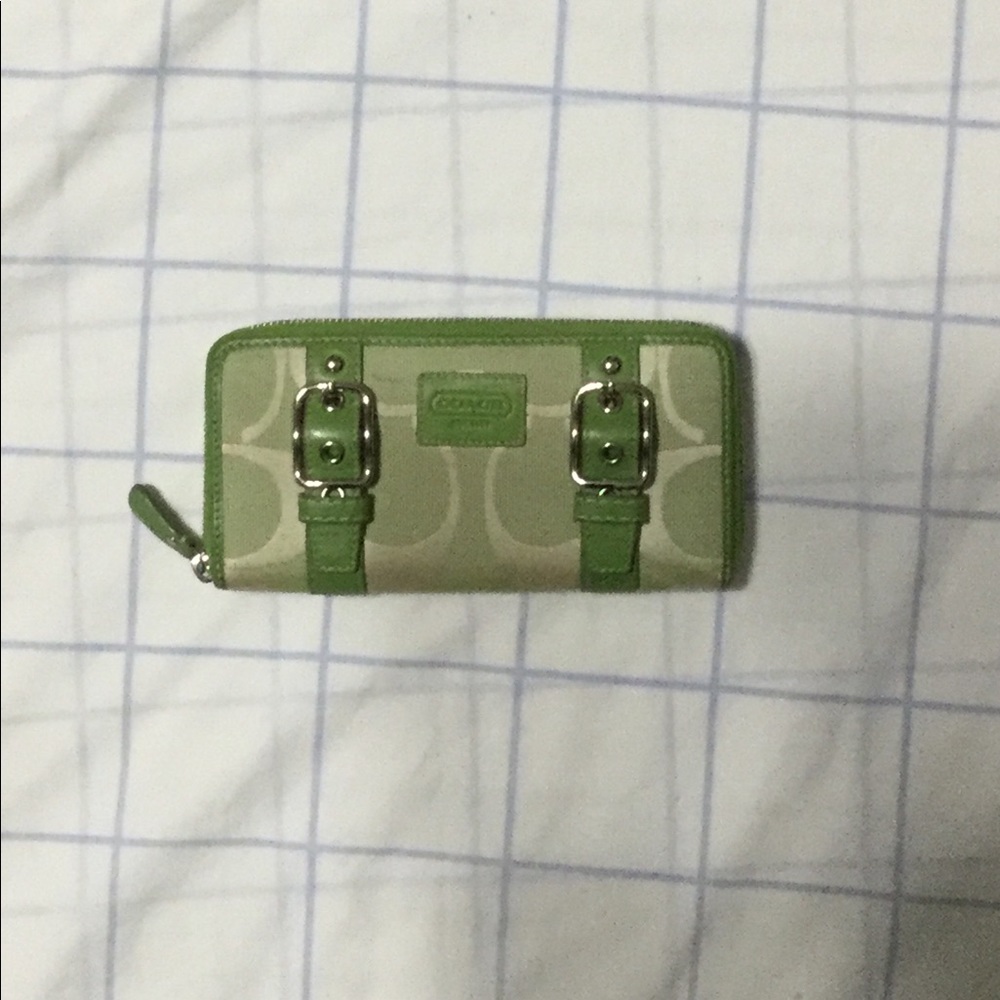 Coach wallet - good used condition - lime green